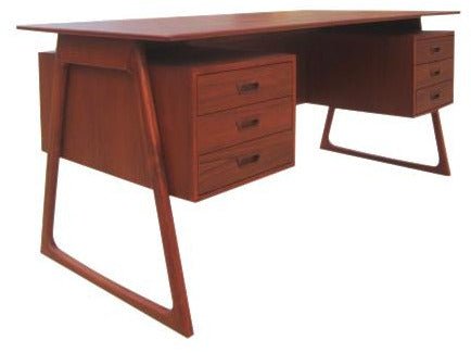 Charles Executive Floating Desk in Teak